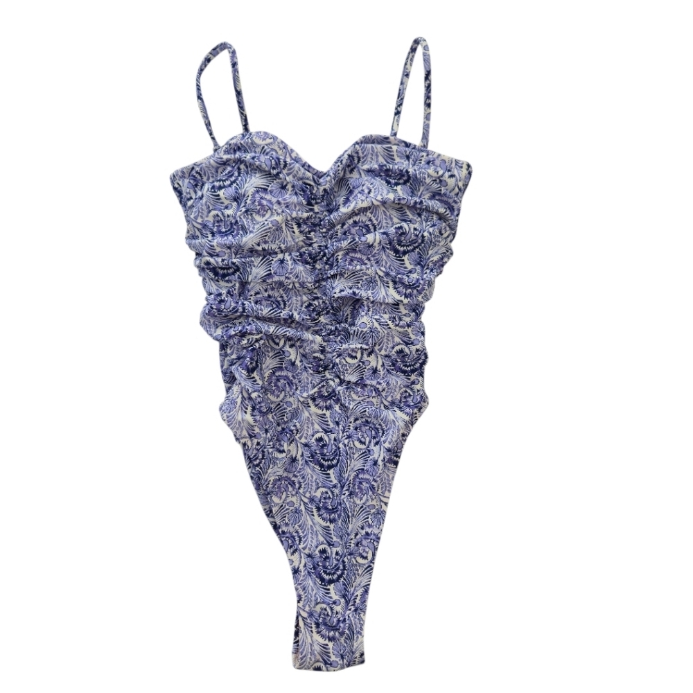 J. Crew Ruched Re-Imagined Floral One Piece Swimsuit Size 2 NWT Swimwear